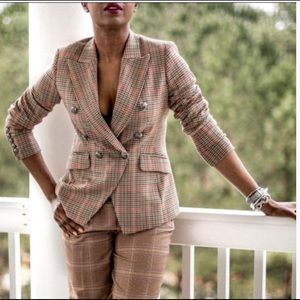 Double Breasted Plaid Blazer